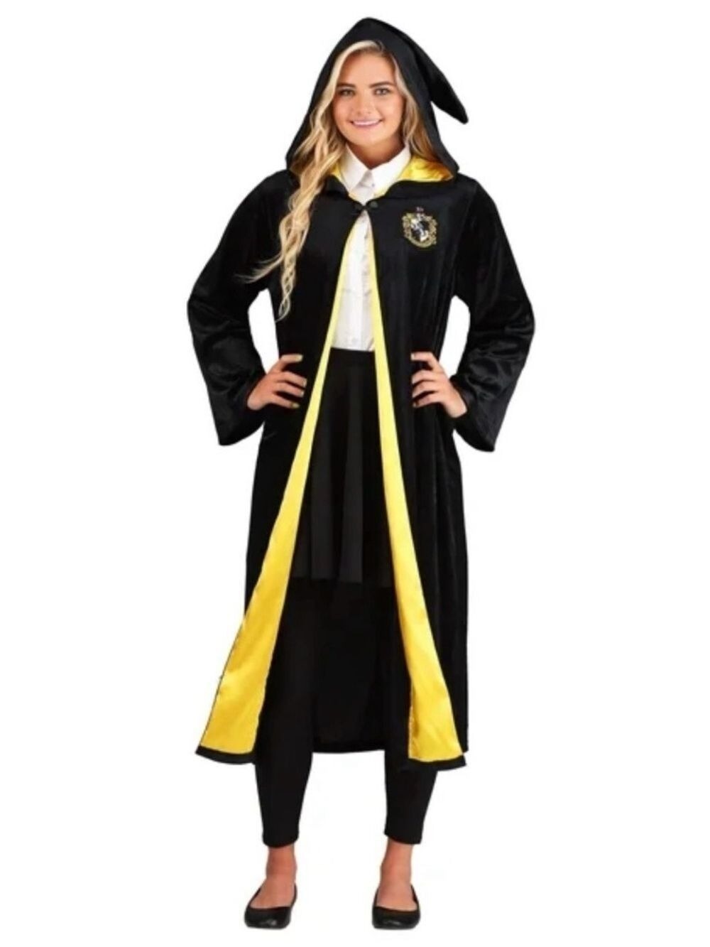 Harry Potter Hufflepuff Adult Wizard Robe Costume with Hood